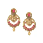 BS Women's Rose Gold Plated Alloy Earrings (Gold & Pink)