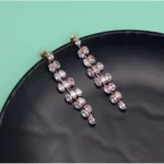 BS Women's White Color Stone Rose Gold Earrings