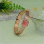 BS Women's Pink Color Monalisa Stone Adjustable Bracelet