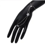 BS Women's White Color Rhinestone Hathphool Adjustable Bracelet