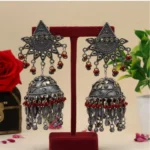 BS Women's Maroon Color Oxidised Earrings