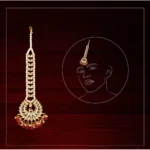 BS Women's Maroon Color Imitation Pearl & Kundan Maang Tikka