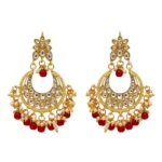 BS Women's Maroon Color Imitation & Kundan Earrings