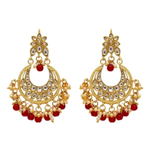 BS Women's Maroon Color Imitation & Kundan Earrings