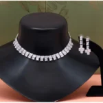 BS Women's Silver Color Stone Necklace Set Adjustable Chain