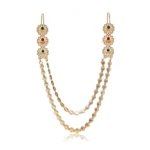 BS Women's Maroon & Green Color Gold Plated Hair Pin / Juda Pin