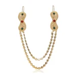 BS Women's Maroon & Green Color Gold Plated Hair Pin / Juda Pin