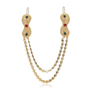 BS Women's Maroon & Green Color Gold Plated Hair Pin / Juda Pin