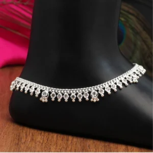 BS  Women's Silver Color Rhinestone Anklets (Free Size: Upto 10")