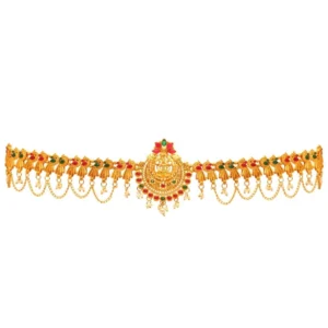 BS  Women's Maroon & Green Color Glass Stone Kamarband Adjustable Chain