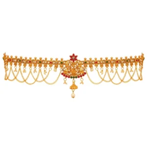 BS Women's Maroon & Green Color Glass Stone Kamarband Adjustable Chain