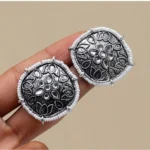 BS  Women's Silver Color Oxidised Stud Earrings