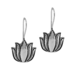 BS Women's Lotus Oxidised Silver Plated Stud Dangler Earrings