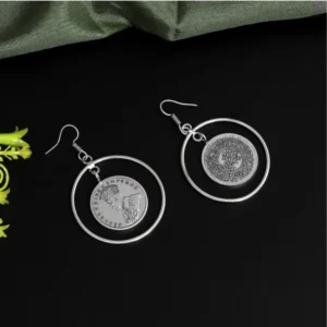 BS Women's Silver Color Oxidised Earrings