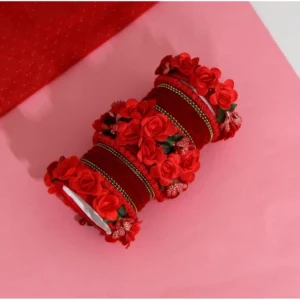 BS Women's Red Color Floral Bangles Set: 2.4