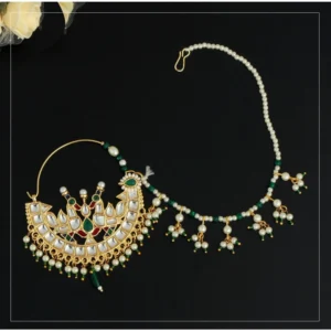 BS Women's Green Color Glass Stone Nose Nath