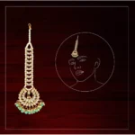 BS Women's Green Color Imitation Pearl & Kundan Maang Tikka