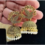 BS Women's Gold Color Oxidised Earrings