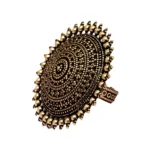 BS  Women's Gold Color Oxidised Adjustable Ring