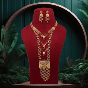 BS Women's Gold Color Gold Plated Necklace Set Adjustable Chain