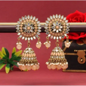 BS Women's Peach Color Mirror Earrings