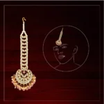 BS  Women's Dark Peach Color Kundan Maang Tikka