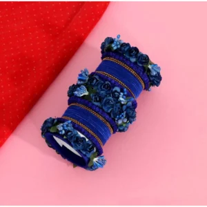 BS Women's Blue Color Rose Floral Bangles Set: 2.4