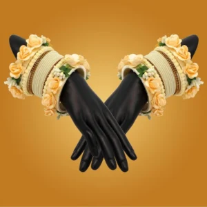 BS Women's Off White Color Floral Bangles Set: 2.4