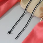 BS Women's Black Color Rhinestone Anklets (Free Size: Upto 10")