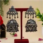 BS Women's Black Color Oxidised Big Jhumka Earrings