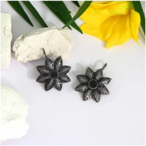 BS Women's Black Color Glass Stone Oxidised Earrings