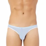 BS Men's Mesh Sheer Power Net Fabric Sexy Transparent Brief Underwear (Sky Blue)