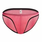 BS  Men's Mesh Power Net Transparent Sexy Brief Underwear (Coral)