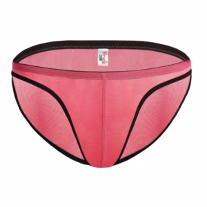 BS Men's Mesh Power Net Transparent Sexy Brief Underwear (Coral)