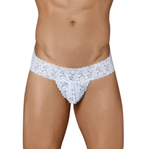 BS Men's Lycra Blend Lace Lace Underwear G String Style Underwear (White)