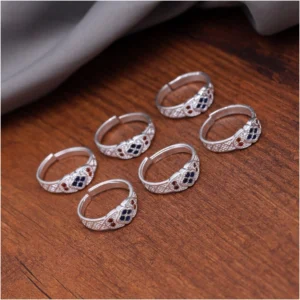 BS Women's Multi Color Assorted Design Toe Rings Combo Of 3 Pairs