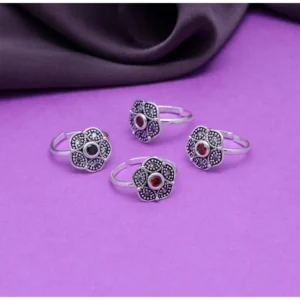 BS Women's Multi Color Assorted Design Adjustable Toe Rings Combo Of 2 Pairs