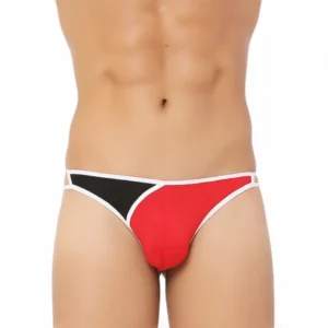 BS Men's Cotton Spandex Men’S Lace Thong Consists Of Two Strings. Underwear (Red And Black)
