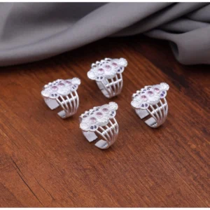 BS Women's Multi Color Assorted Design Adjustable Toe Rings Combo Of 2 Pairs