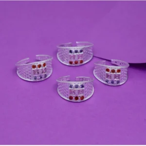 BS Women's Multi Color Assorted Design Adjustable Toe Rings Combo Of 2 Pairs