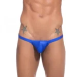 BS Men's Cotton Spandex G String Thong Brief Underwear (Blue)