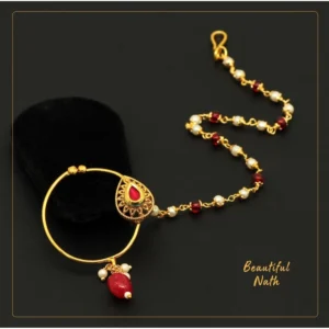 BS Women's Maroon Color Nose Nath