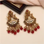 BS  Women's Maroon Color Kundan Earrings