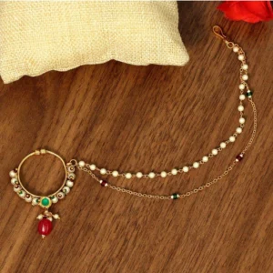 BS Women's Maroon & Green Color Nose Nath