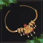 BS Women's Maroon & Green Color Glass Stone Bajuband Adjustable Chain