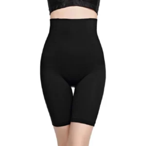 BS Women's Cotton Lycra Solid Western Wear Tummy - Thigh Body Shaper (Black)