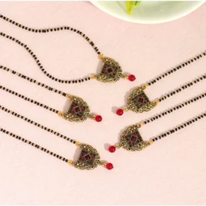 BS Women's Maroon & Green Color 5 Piece Of Mangalsutra Combo