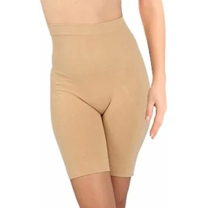 BS Women's Cotton Lycra Solid Western Wear Tummy - Thigh Body Shaper (Beige)