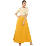 BS Women's Cotton Solid Free Size Petticoat (Yellow)