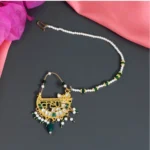 BS Women's Green Color Glass Stone & Beads Nose Nath